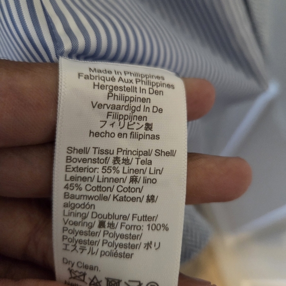 J. Crew Womens Re-Imagined Blue Herringbone Preppy Linen-Cotton Blazer Sz 16 - Picture 8 of 11